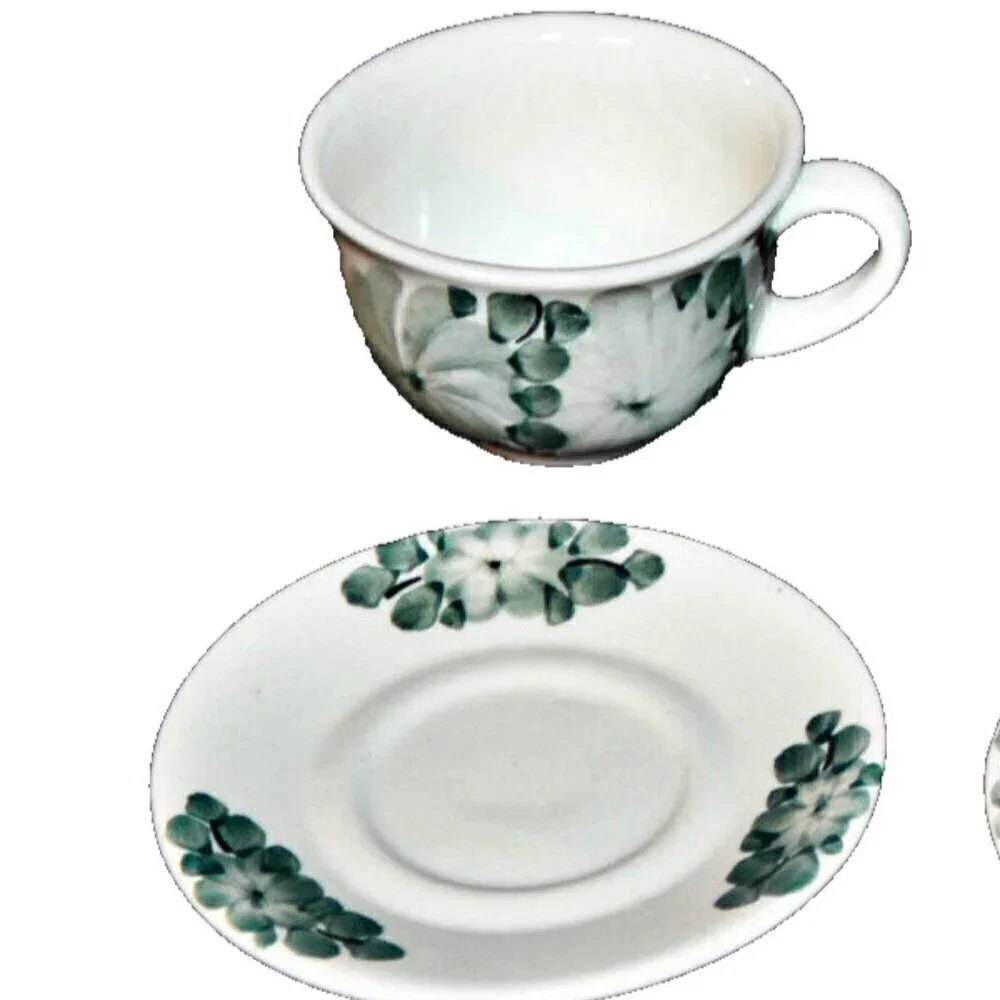 Polish Cup & Saucer Hand Painted Makers Stamp Poland Made